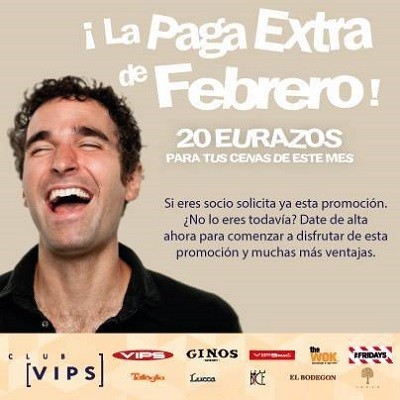 Si eres del Club Vips: paga extra de 20 euros para gastar en febrero en sus restaurantes