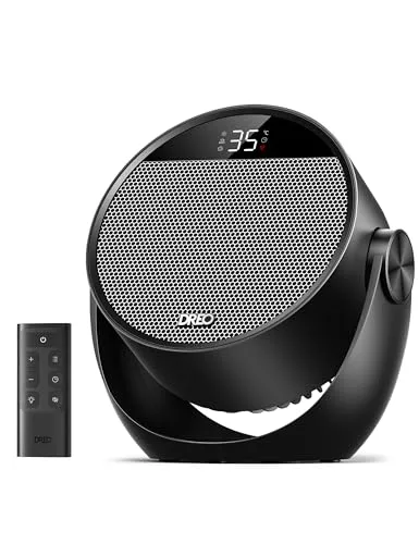 Dreo Calefactor eléctrico 1500W silencioso y de bajo consumo, portátil con mando y termostato, inclinación 60°, 8 sistemas de seguridad, cerámica PTC, temporizador 12h, 3 modos y 3 velocidades