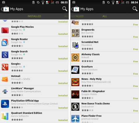 Google Play 3.5.15 permite consultar todas nuestras descargas desde el smartphone
