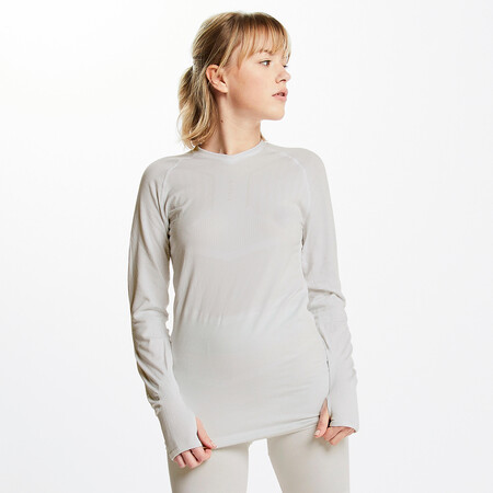 Camiseta Termica Futbol Manga Larga Adulto Kipsta Keepdry 500 Blanco