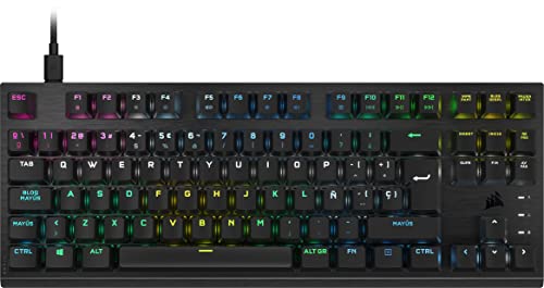 Corsair K60 PRO TKL RGB Teclado Óptico-Mecánico para Juegos Tenkeyless - Interruptores OPX, Estructura de Aluminio Cepillado, Cable USB Type-C Extraíble - ES Disposición, QWERTY - Negro