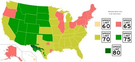 Velocidades maximas en Estados Unidos