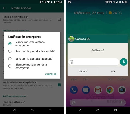 Notificación emergente