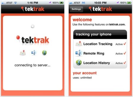 TekTrak, localiza tu dispositivo iOS sin una cuenta en MobileMe