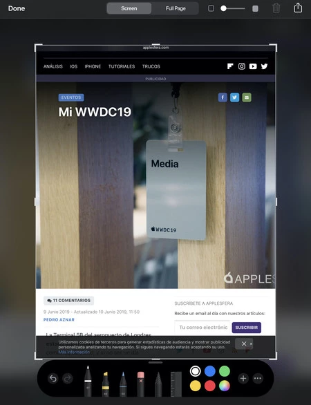 VisionKit を使用したスクリーンショット