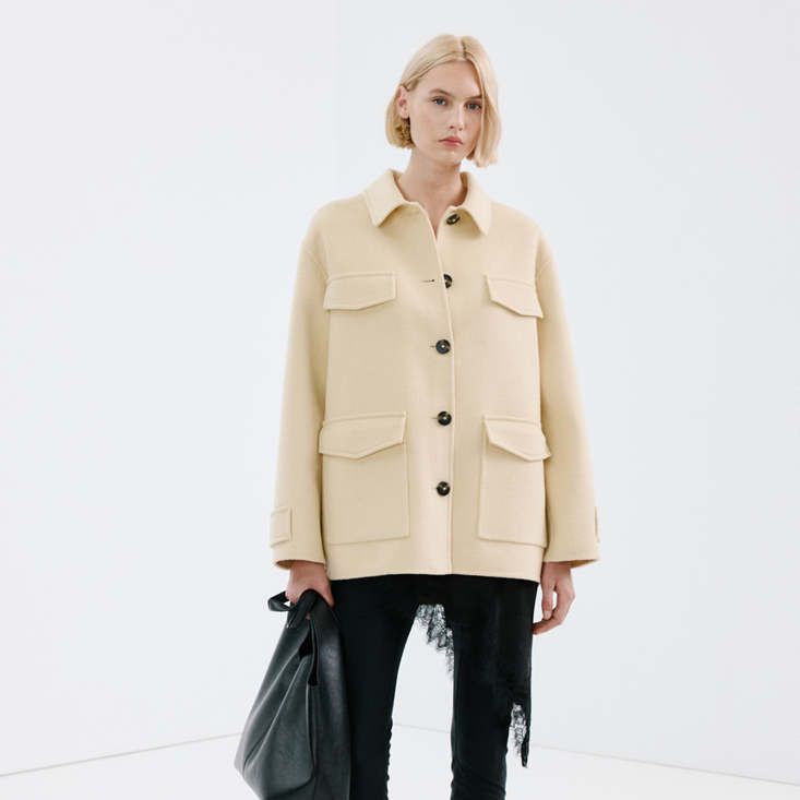 Chaqueta lana bolsillos