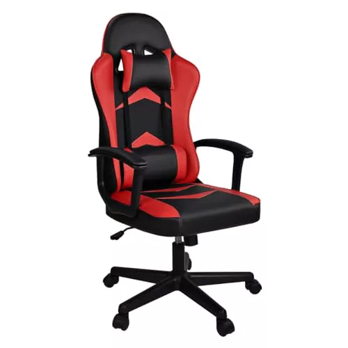 Silla Gaming Ergonómica Reclinable con Cojín Lumbar y Cervical | Respaldo Alto Acolchado | Altura ajustable | Ruedas Giratorias 360° y Reposabrazos | Ideal Ordenador, Oficina, Videojuego o Escritorio
