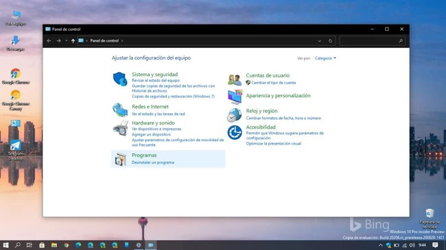 Panel de Control - Desinstalar Programas