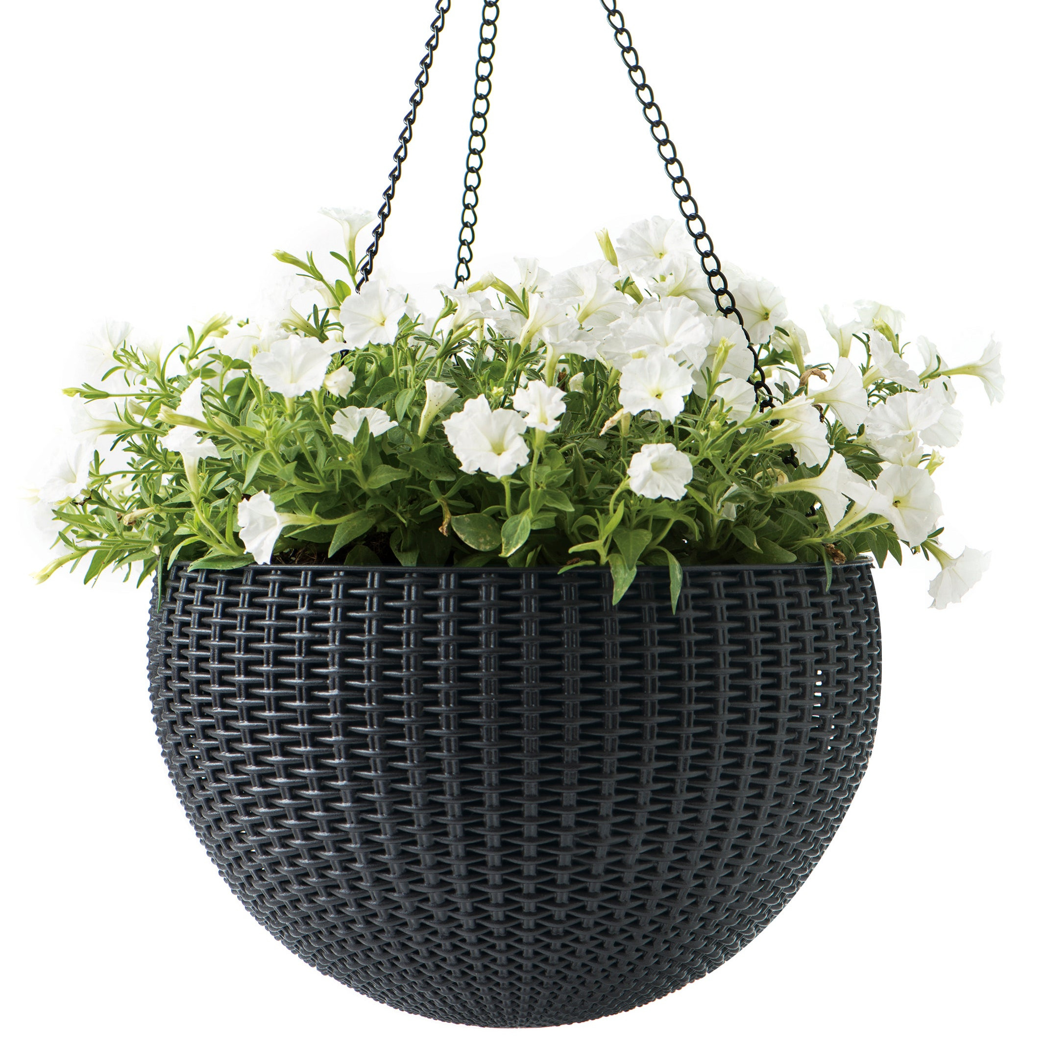 Maceta de polipropileno Ratan gris de 35x35x22cm 