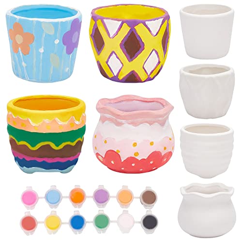 WEBEEDY Juego de 4 Macetas de Cerámica