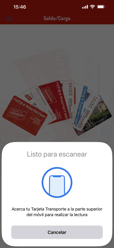 マドリッド交通カード iPhone 1 をリロードする