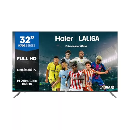 Haier Direct LED Full HD H32K702FG - 32", Smart-TV, HDR, Dolby Audio, Android 11, Smart-TV, Google Assistant, Bluetooth 5.1, DBX TV, HDMI 2.1 x 3, sin Marcos