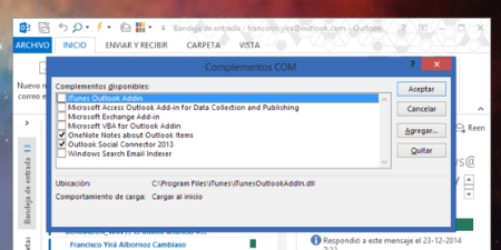 Haz que Outlook se inicie más rápido eliminando los add-ons innecesarios instalados por iTunes