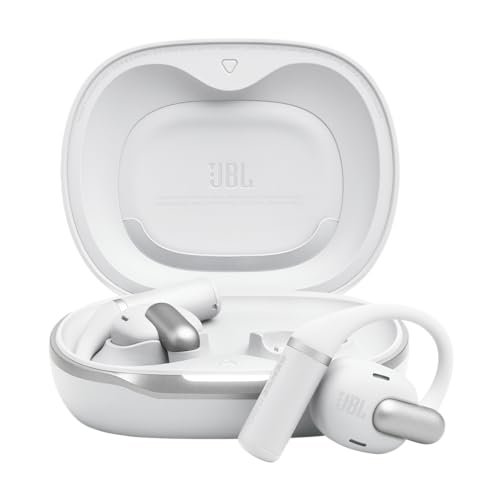 JBL Sense Pro Auriculares inalámbricos Open-Ear True Wireless, hasta 38 Horas de autonomía, Resistencia IP54 al Agua y al Polvo, tecnología JBL OpenSound y Spatial Sound, Blanco