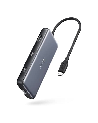 Anker 555 USB-C Hub (8 en 1) PowerExpand Adapter, 100W Power Delivery, 4K 60Hz HDMI, 10Gbps USB-C & 2 Puertos USB-A,Puerto Ethernet, Lector de Tarjetas Memoria microSD&SD, para MacBook Pro y más