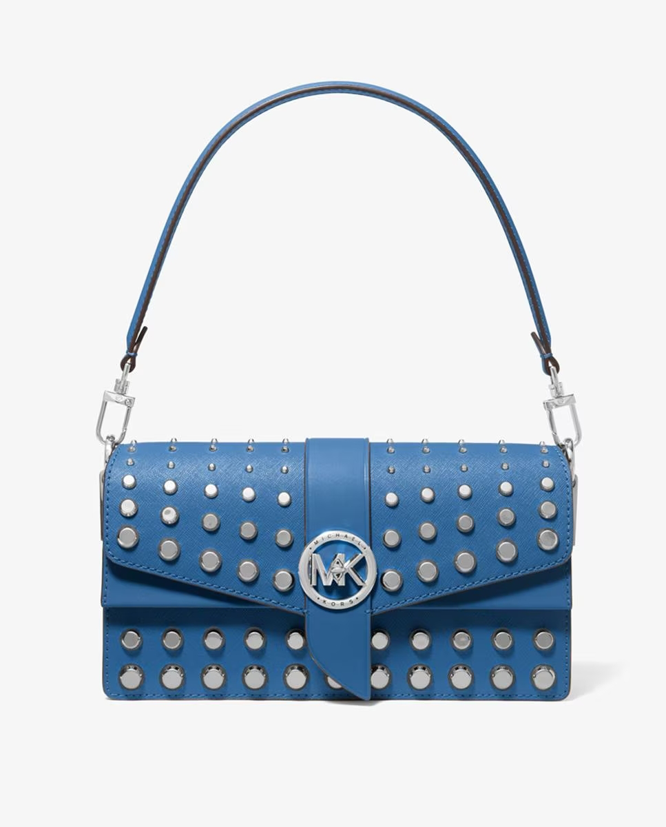 Bolso de hombro Greenwich de piel en azul