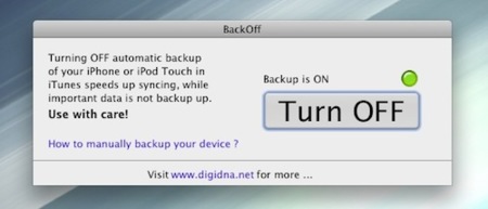 BackOff, cómo desactivar las copias de seguridad del iPhone / iPod touch en la sincronización