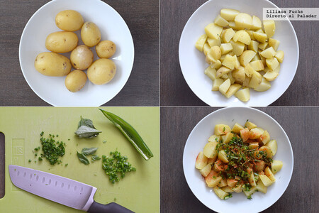Ensalada de patatas y langostinos paso a paso