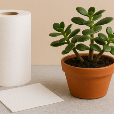 El truco del papel de cocina para mantener las raíces húmedas de tus plantas en invierno sin regar de más 