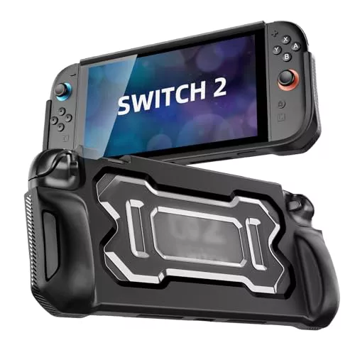TiMOVO Funda Protectora para Nintendo Switch 2, Funda de TPU con Agarre Ergonómico para Switch 2 Accesorios, Funda Protectora para Switch 2 Absorción de Golpes, Antiarañazos, Recortes Precisos, Negro