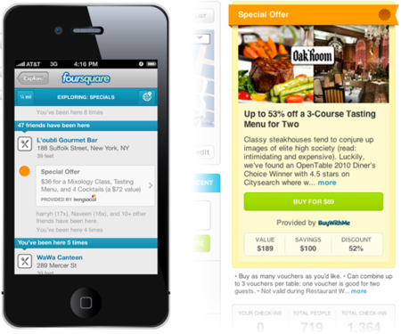 Foursquare incluye las ofertas de LivingSocial, pronto llegarán las de Groupon