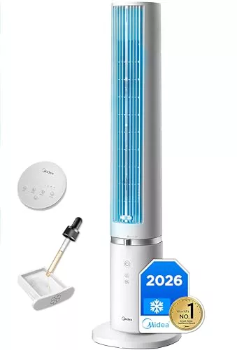 Midea Ventilador Torre con Mando a Distancia de 4 Velocidades