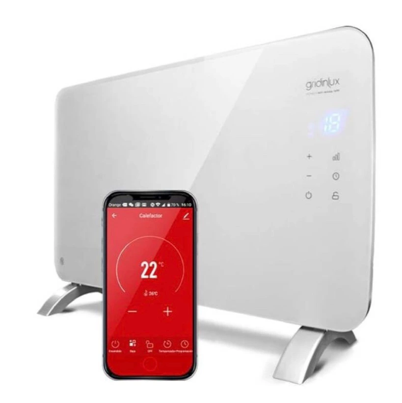 Radiador Eléctrico Convector Cristal 1500w Calefacción Wifi App Gridinlux
