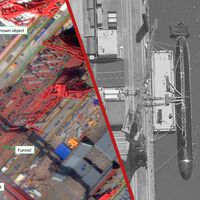 Imágenes de satélite revelan la pieza que le faltaba a China para sus gigantescos submarinos robot: un buque nodriza