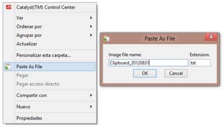 Crea un archivo con el contenido del portapapeles con PasteAsFile