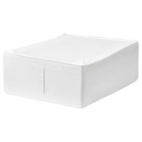 IKEA Caja de almacenamiento de ropa para el hogar, 44 x 55 x 19 cm (blanco), la tela está hecha de poliéster reciclado (302.903.62)