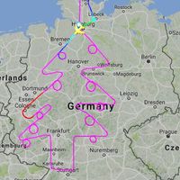 La ruta de un avión traza en el cielo un árbol de Navidad para felicitar las fiestas