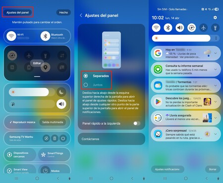 paneles de notificaciones y ajustes rápidos de One UI 7