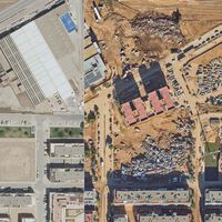 La DANA convirtió campos de fútbol en cementerios de coches: este comparador de imágenes satélite da una nueva perspectiva del desastre en la zona cero de Valencia