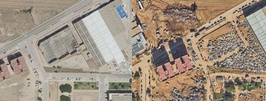 La DANA convirtió campos de fútbol en cementerios de coches: este comparador de imágenes satélite da una nueva perspectiva del desastre en la zona cero de Valencia