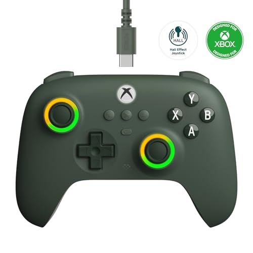 8bitdo Ultimate C Wired Controller for Xbox, RGB Lighting Fire Ring and Hall Effect Joysticks