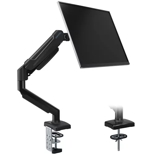 BONTEC Soporte para Monitor con Brazo de Gas articulado, Ajuste para Pantalla 15-32 Pulgadas, rotación 360°, inclinación ±90°, Giro ±90°, VESA 100x100, gestión de Cables, Montaje Abrazadera o pasante