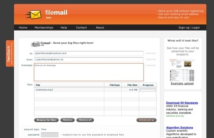 Filemail, enviando hasta 2 GB de archivos a nuestros destinatarios
