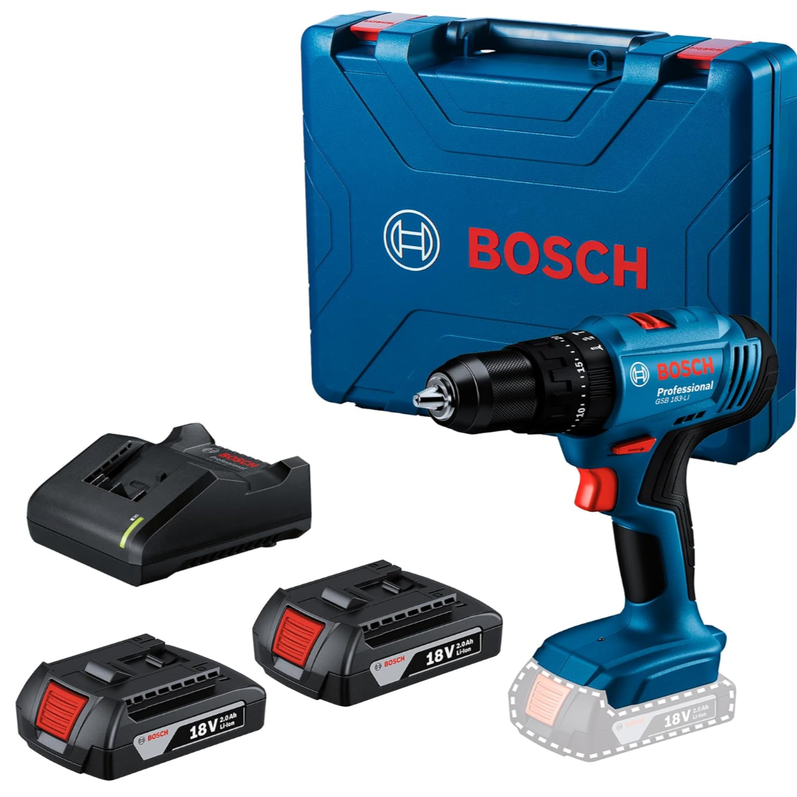 Rotomartillo inalámbrico Bosch con dos baterías y estuche rígido