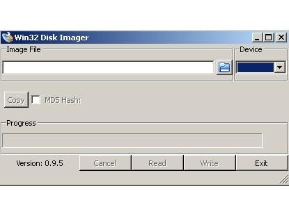 Esta es la pantalla de Win32 Disk Imager