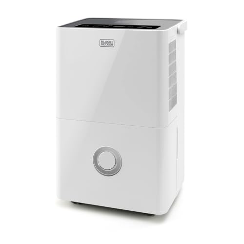 BLACK+DECKER - Deshumidificador y purificador de aire BXDH20E | 20L/día | HEPA13 | Secado de ropa | 2 velocidades | 400W | Depósito 4 litros | Programable 24h | Ruedas | 40m2 | Blanco