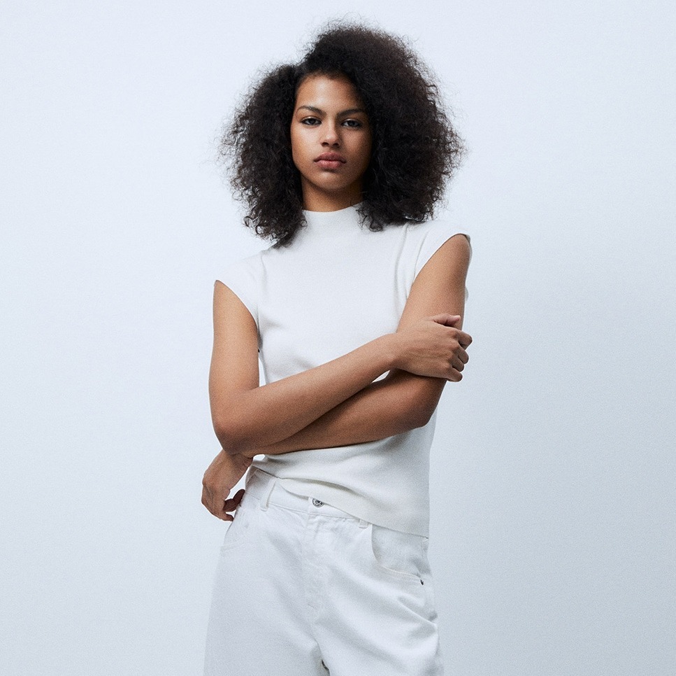 Top cuello perkins - Sfera - Blanco roto

