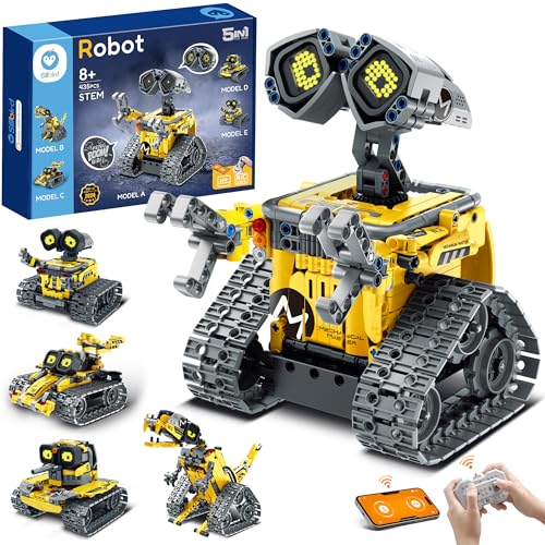Sillbird Technic Robots para niños de 8 a 12 años, 5 en 1 Juego de Construcción de Robots Programable con App y Mando a Distancia, Regalo Ideal para Cumpleaños y Navidad (435 Piezas)