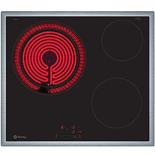 Balay - Placa vitrocerámica, 60 cm, Control Deslizante 17 niveles, Función memoria, 3 zonas, táctil, 3EB715XR