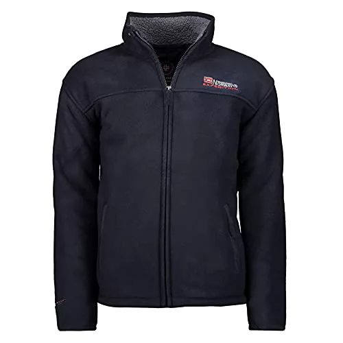 Geographical Norway Usine Men Distribrands - Chaqueta de Hombre con Cremallera Gruesa - Chaqueta de Hombre con Sudadera de Invierno Suave - Forro de Sudor Suave de Manga Larga (Azul Marino M)