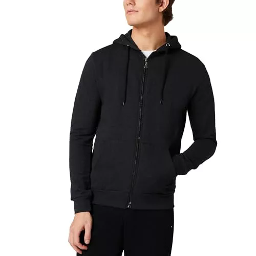 FM London sudadera con cremallera para hombre - Sudadera con cremallera ideal para ropa casual y deportiva, Gris Antracita, XXL