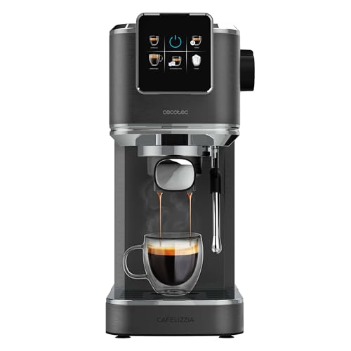 Cecotec Cafetera express para espresso y cappuccino Cafelizzia ColdBrew. 20 Bares, Sistema ColdBrew para café frio, Pantalla táctil, Vaporizador, Calientatazas, Depósito agua 1,2L extraible
