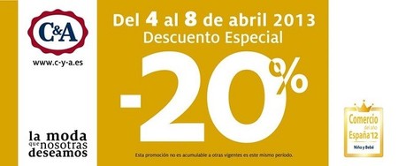 Aprovecha un descuento del 20% en tiendas C&A hasta el 8 de abril