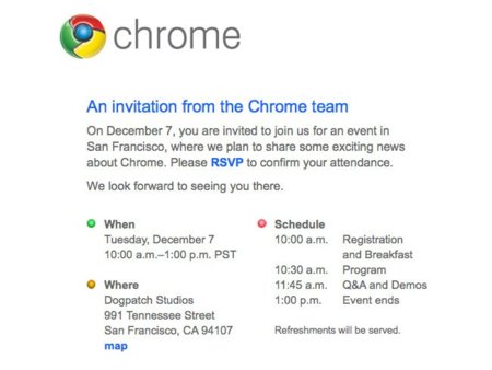 Google convoca a la prensa para un evento relacionado con Chrome el próximo 7 de diciembre