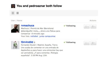 Dos nuevos elementos más en Twitter: TLists y followings comunes
