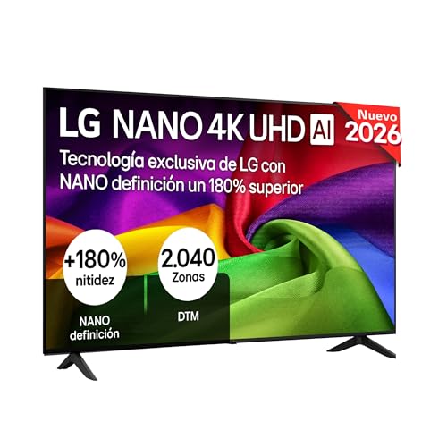 LG 75NU800B6LA - TV 75", Nano 4K UHD AI, Smart TV, WebOS 25 (Actualizable), Procesador Alpha 7 Gen9 AI, 144Hz, HDR10 y Dolby Digital Plus, Sin Reflejos al 94%, Alexa/Google Assistant, Negro
